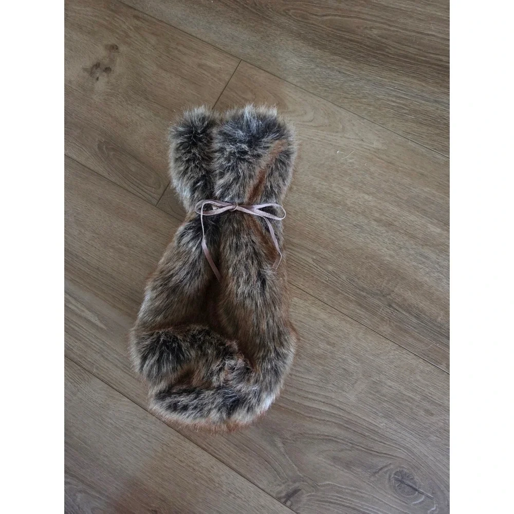 Restoration Hardware Faux Fur Wine Bottle Cover Brown Rustic Decor Accessory